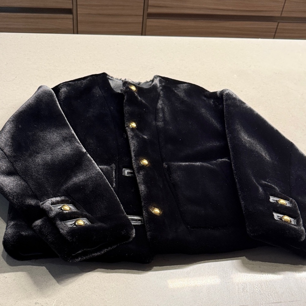 Zara Black Bomber Jacket with Gold Accents